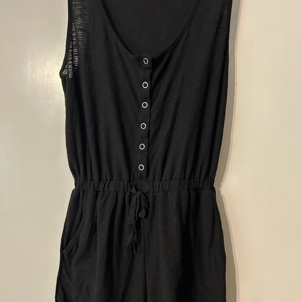 Black Sleeveless Button-Down Jumpsuit